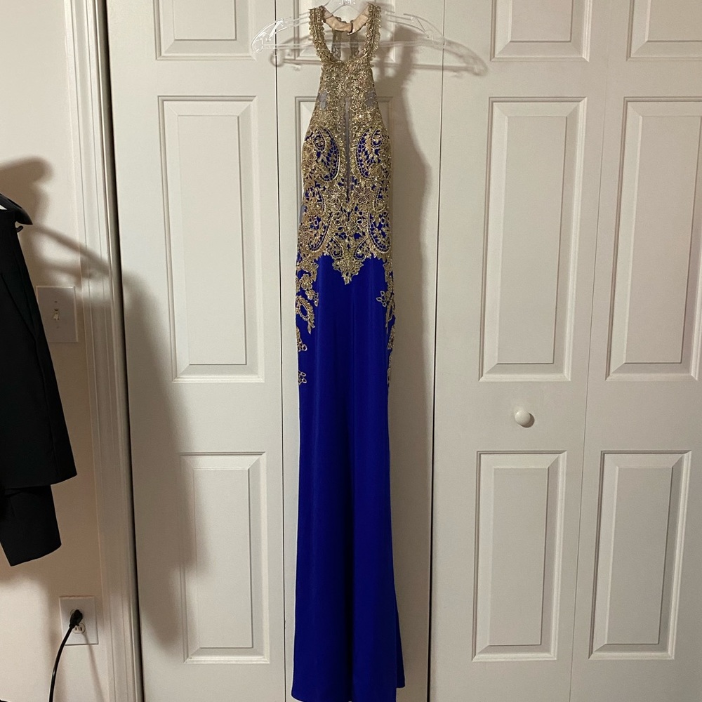 Blue and Gold Clarisse Prom Dress